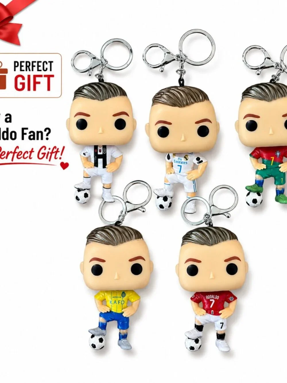 Ronaldo Car Mirror Charm, Keychain & Backpack Charm | Choose a color